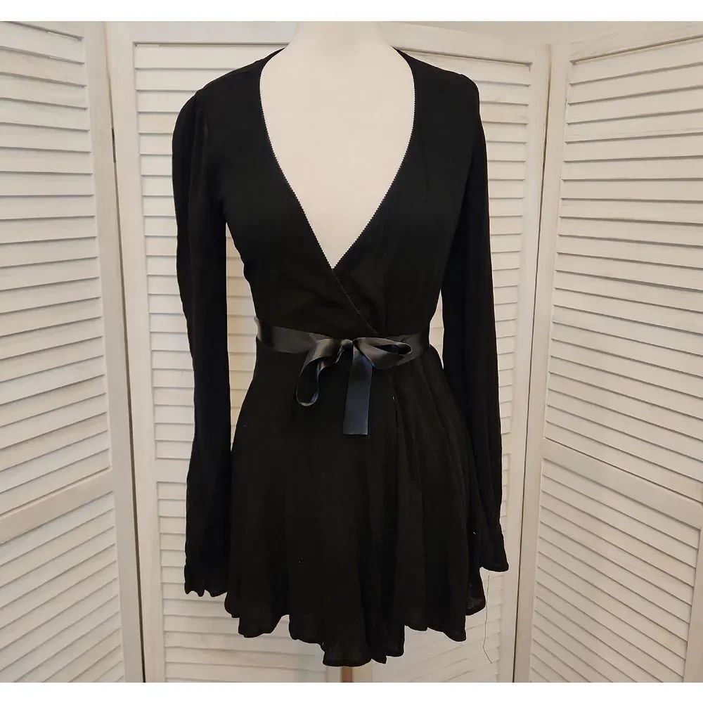 Dolls Kill Black Wrap Dress Size S NWT